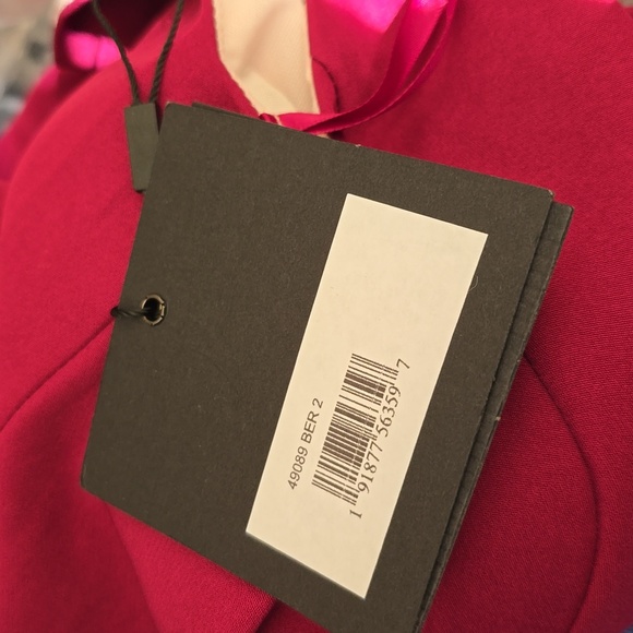 Ieena for Mac Duggal, One Shoulder High Slit Ruffle Gown,Berry, Size 2,MSRP $358 - Picture 13 of 13